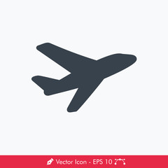 Plane Icon / Vector - In Line / Stroke Design with Editable Stroke