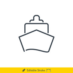 Ship (Cruise) Icon / Vector - In Line / Stroke Design with Editable Stroke