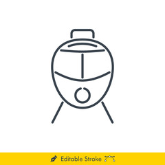 High Speed Train (Bullet Train) Icon / Vector - In Line / Stroke Design with Editable Stroke