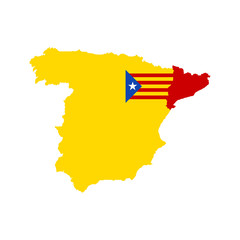 Fototapeta premium Separation of Catalonia and Spain. Abstract map Spain and Catalonia on white background. Flat vector illustration EPS 10