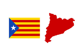Abstract map and flag Catalonia on white background. Flat vector illustration EPS 10