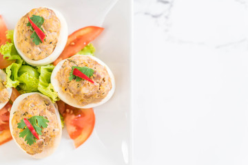 boiled egg with minced pork