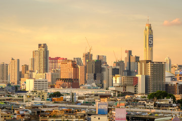 City of Bangkok central business area skyline background