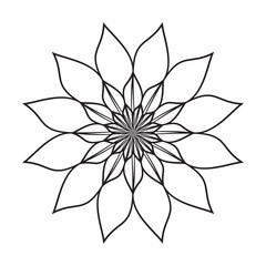 Floral Graphic Line Art Design in black color and isolated white background