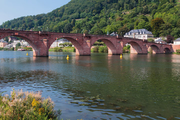 Fototapeta na wymiar Neckar River and Stone Bridge. Heidelberg, Germany
