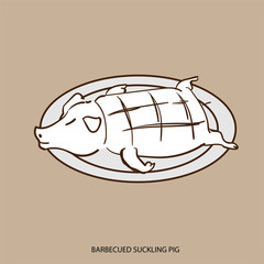 chinese food BARBECUED SUCKLING PIG object hand drawing