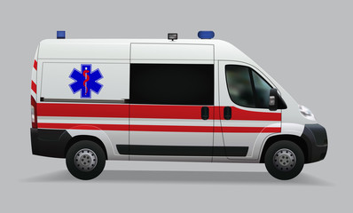 Ambulance. Special medical vehicles. Realistic image. Vector illustrations