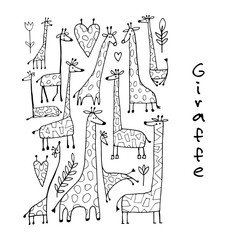 Giraffes collection, sketch for your design