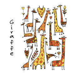 Obraz premium Giraffes collection, sketch for your design