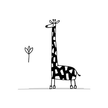 Giraffe, funny sketch for your design