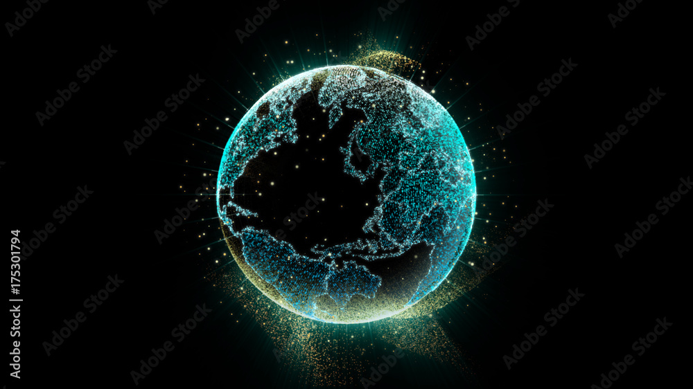 Aufkleber Hi-tech user interface head up display motion elements holographic Earth for background computer desktop screen display