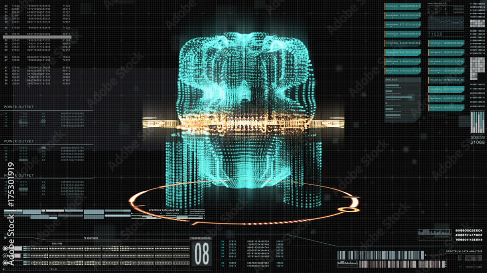 Fototapete Hi-tech user interface head up display motion elements holographic center core for background computer desktop screen display