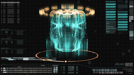 Hi-tech user interface head up display motion elements holographic center core for background computer desktop screen display