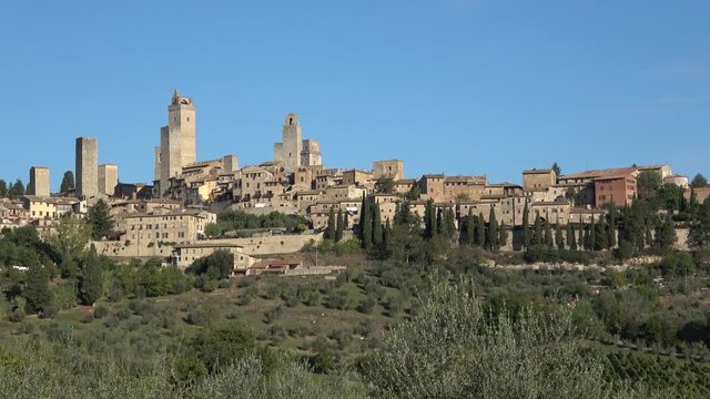 The medieval town of San Gimignano, sunny september day. Italy