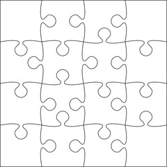 Fototapeta premium 16 White Puzzle Pieces - JigSaw - Vector