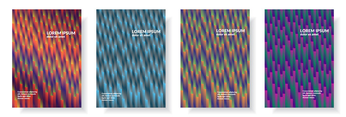 Vector set of abstract cover design. Minimalistic colorful geometric style with gradients and halftones.