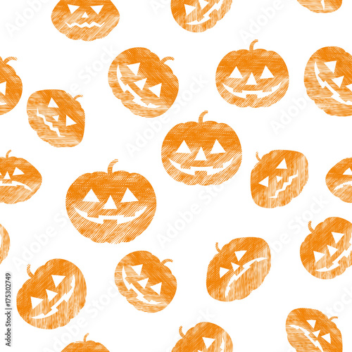 背景素材 手描きタッチ カボチャ ハロウィン用イラスト シームレスパターン Seamless Halloween Pattern Advertisement Wall Mural Advertiseme Globeds