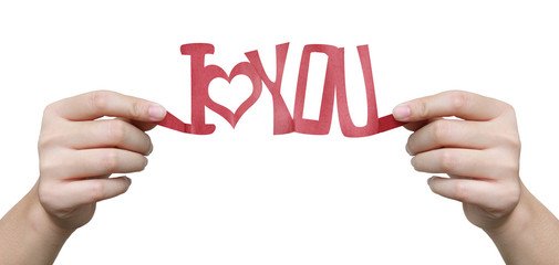 i love you image paper craft with hand holding