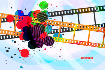 Obraz premium Abstract grunge colors ink splatter on film vector wallpaper background