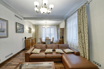 living room in luxury new apartment.