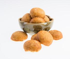 Peanut cookies or Chinese traditional peanut cookies on a background.