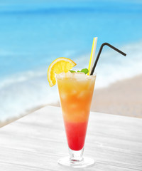 Beautiful sea beach at resort