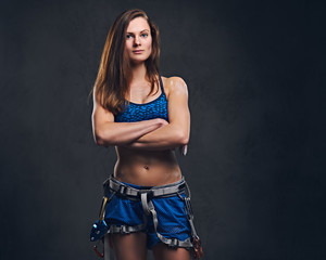 Obraz premium Portrait of attractive female free climber.