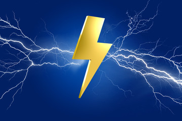 Thunder lighting bolt symbol isolated on a color background - 3d rendering