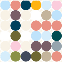 Abstract vector geometric seamless pattern with brush stroke circles  in soft pastel colors.
