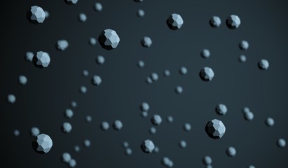 
3D Rendering Of Abstract Chaotic Low Poly Particles On Dark Background