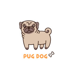 Cute dog of pug breed. It can be used for sticker, patch, phone case, poster, t-shirt, mug and other design.