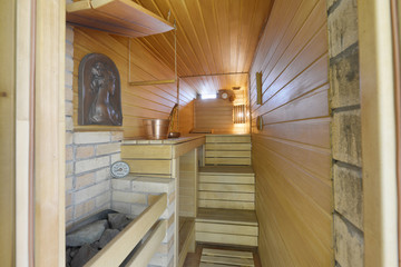  the interior of the sauna