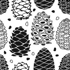 Materiał do szycia Cedar cones, seamless pattern for your design