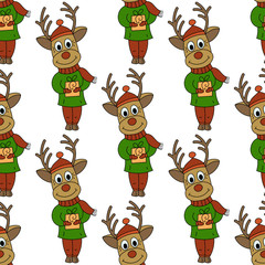 Seamless vector pattern with Christmas illustrations.