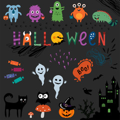 Cute Halloween Background. Vector illustration.