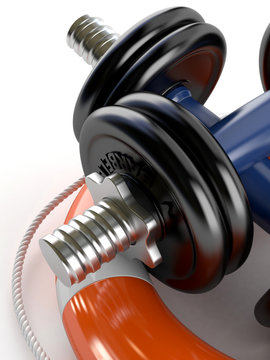Dumbbells with life buoy