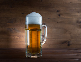 Glass of golden beer