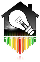 Energy Efficiency - Model House and Light Bulb