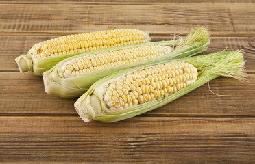 Corn on a wooden table