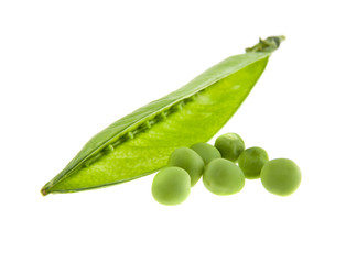 Green peas isolated on white background