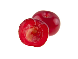Red cherry isolated on white background