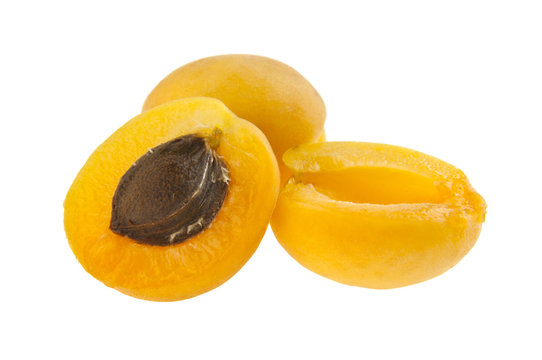 Apricots isolated on white background closeup