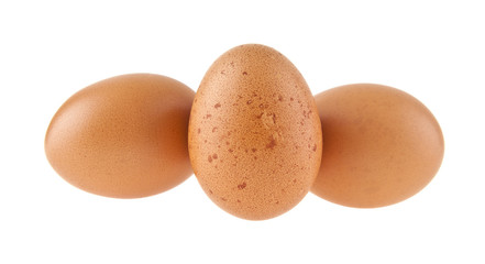 chicken eggs isolated on white background closeup