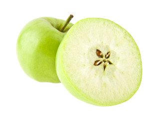 green apple isolated on white background closeup