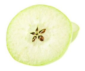 green apple isolated on white background closeup