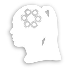 Girl silhouette with a brain gears