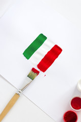 Italy flag. Painted Italian flag with brushes on white background.