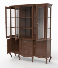 Wooden sideboard with open doors