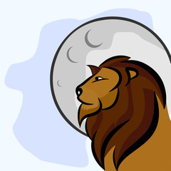 head lion with moon
