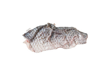 Nile tilapia fishbone on white background